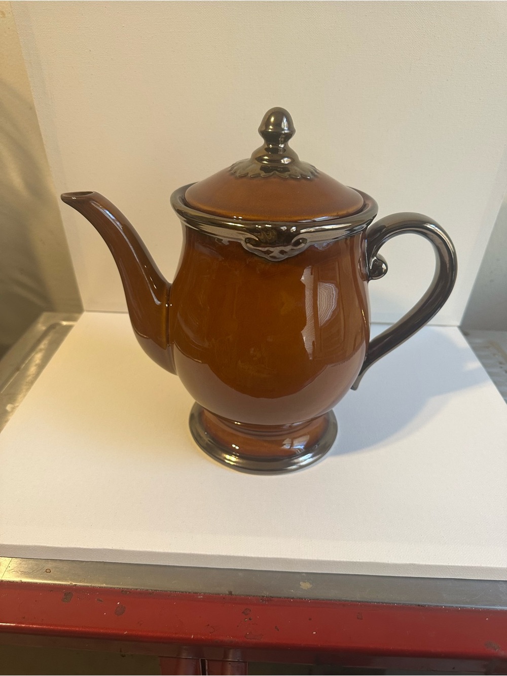Vintage Discontinued Certified International Karidesign Brown Ceramic Teapot